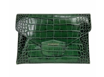 Givenchy Antigone Crocodile Embossed Envelope Clutch Bag Retail $575 Like New