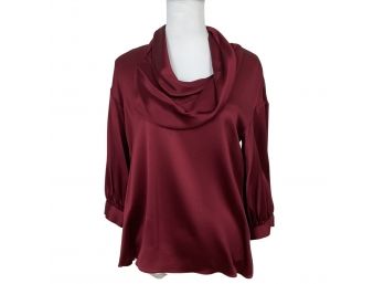 Oscar De Le Renta Deep Red Silk Blouse Size 4