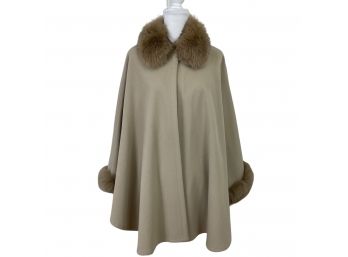 Marvin Richards Lambswool Cape With Fur Trim