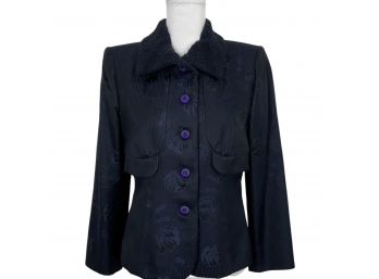 Giorgio Armani Blue Jacquard Jacket Blazer