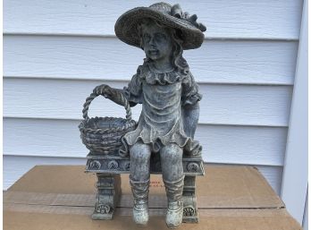 Girl On A Bench Resin Garden Statue