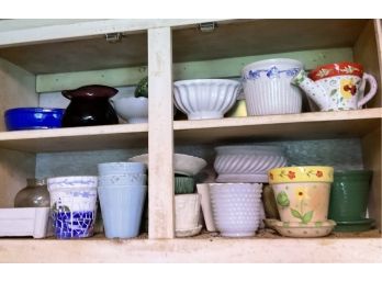 Cabinet Full Of Ceramic Planters