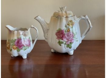 Vintage Porcelain Tea-pot And Creamer