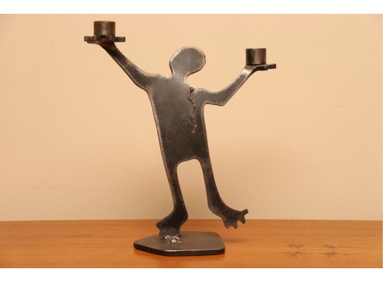 Steel Candleholder In The Style Of Keith Haring