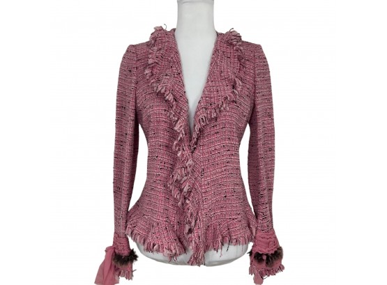 Emanuel Ungaro Paris Pink Fringe Jacket Size 36
