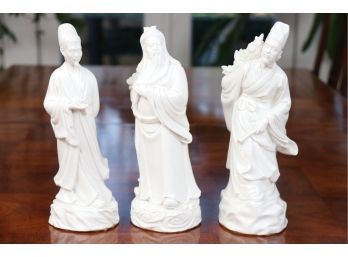 3 Chinese Wisemen Glazed Porcelain Sculptures