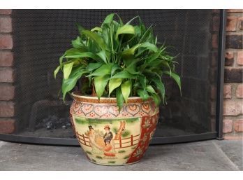 Chinese Fishbowl Planter With Plant