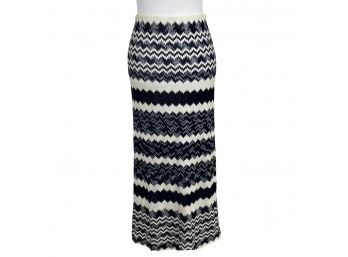 Missoni Made In Italy Chevron Blue And White Knit Long Skirt Size 42