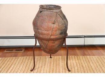Moroccan Terracotta Olive Jar With Stand