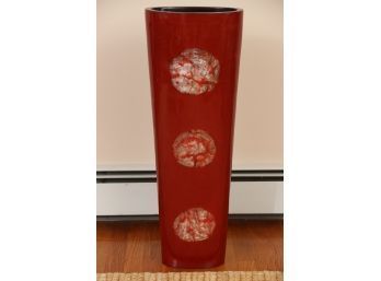 Tall Red Thin Vase Molded Resin