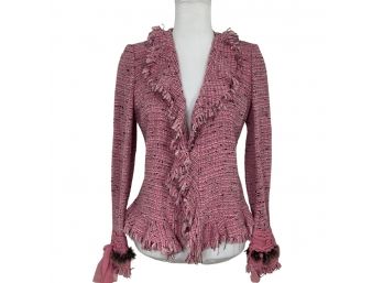 Emanuel Ungaro Paris Pink Fringe Jacket Size 36