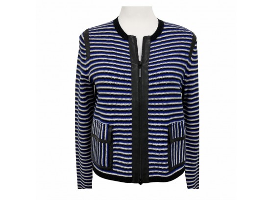 Worth New York Striped Zippered Cardigan Sweater New With Tags
