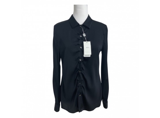 Armani Collezioni Black Silk Blouse Size 8 New With Tags $595
