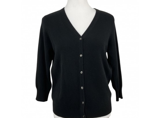 Neiman Marcus Black Cashmere Cardigan Sweater Size L New With Tags