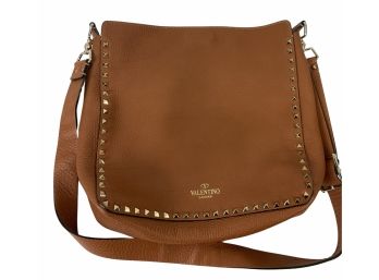 Valentino Garavani Brown Rockstud Flip-lock Messenger Bag Retail $2545