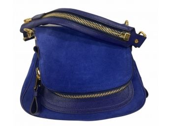 Tom Ford Jennifer Suede Cobalt Crossbody Bag Like New