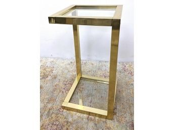 MCM Brass Plant Stand Or Side Table - Perfect With Lilly Pad Lamp In Listing