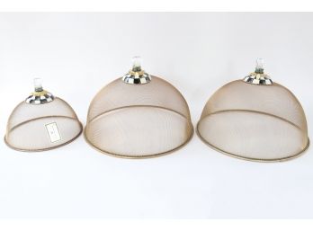 Trio Of Mackenzie Childs Courtly Check Mesh Domes