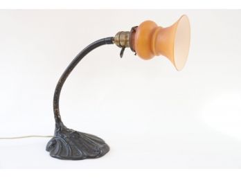 Art Deco Gooseneck Lamp With Glass Shade