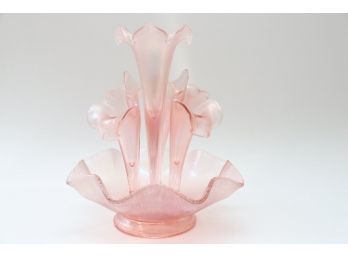Fenton Glass Iridescent Pink Velva Rose Jack In The Pulpit Four Horn Epergne