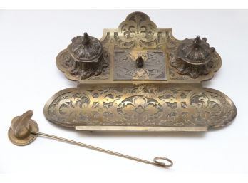 Brass Inkwell With Candle Snuffer
