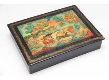 Large Hand Painted Russian Lacquer Lidded Box