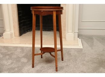Oval Inlaid Butler Table With Pullout Table And Under Shelf
