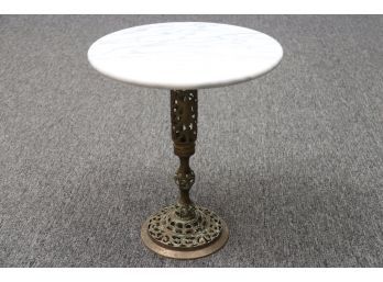 Diminutive Carrera Marble And Brass Drink Table
