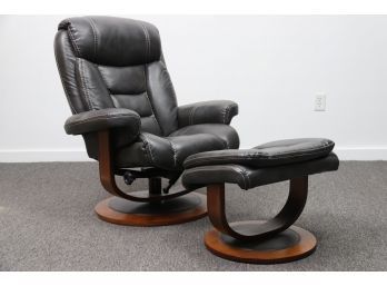 Ekornes Style Leather Chair & Ottoman