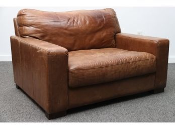Soft Line Oversized Distressed Leather Armchair Made In Italy