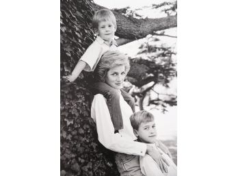 Diana Princess Of Whales, Prince William And Prince Henry London 1992 Silver Gelatin Photograph