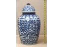 Substantial Blue And White Temple Jars