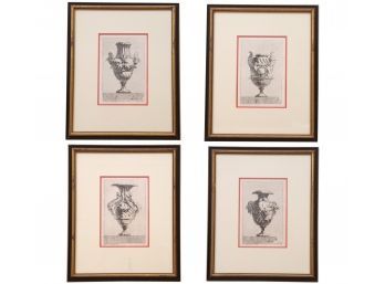 Jacques-Francois-Joseph Saly (1717 - 1776) Suite Of Four Neoclassical Vases Framed Etchings