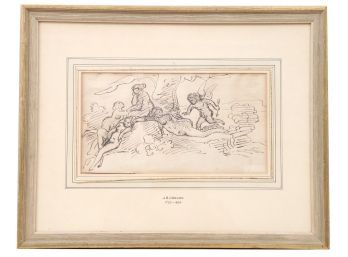 Jean-Baptiste Greuze (1725 - 1805) Ink On Paper  From Philip De Bruno Art Collection