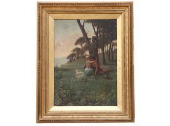 19th Century French Antique Oil On Board Signature Unknown