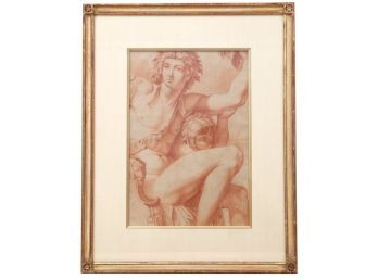 French School Dessin La Sanguine Red Chalk Original Drawing Purchased In Lyon France