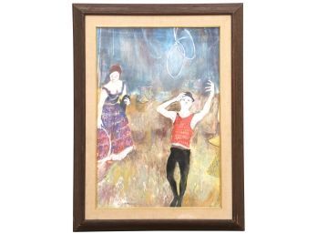 'Jugglers' By A. Williamson Original Pastel And Watercolor