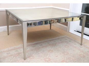 Notre Monde 60' Square Distressed Mirrored Glass Top Dining Table