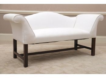 Modern Upholstered Camelback Settee