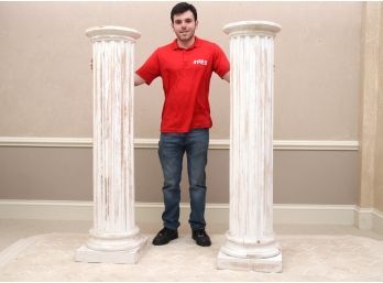 Neoclassical Fluted Wooden Pedestal Columns