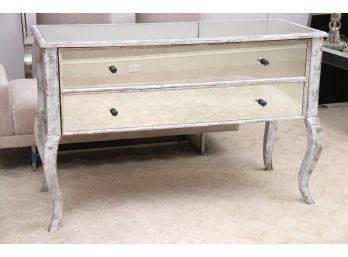 Antiqued Mirrored Two Drawer Commode