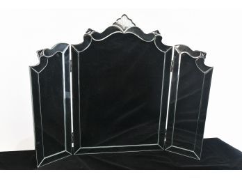 Large Venetian Table Top Tri Fold Mirror 36 X 29