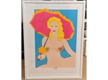 Blonde With Parasol Bob Pardo Signed And Numbered Serigraph In Custom Frame