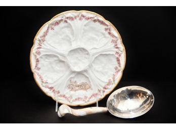 Antique Havilland Limoges Oyster Plate With Spoon