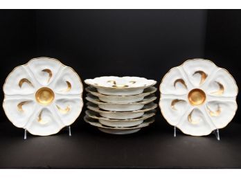 8 Limoges Porcelain Oyster Plates