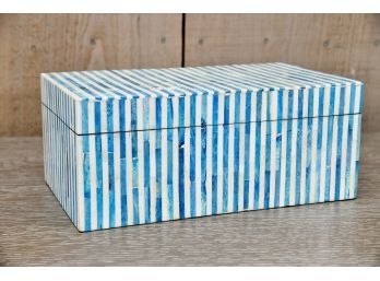 Hand Painted Bone Box In Blue And White