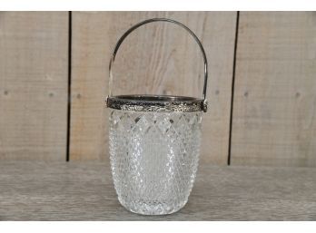 Vintage Crystal Bucket With Silver Handle