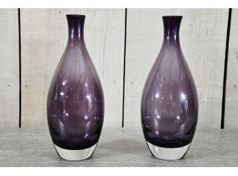 Amethyst Art Glass Vases With Clear Bases
