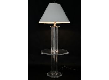 Octagonal Lucite Lamp Table With Custom Shade