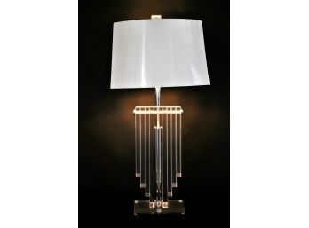 Mid Century Modern Stacked Lucite Lamp With Custom Shade